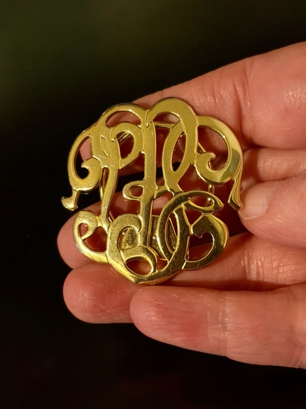 Gold Monogram Scarf Pin